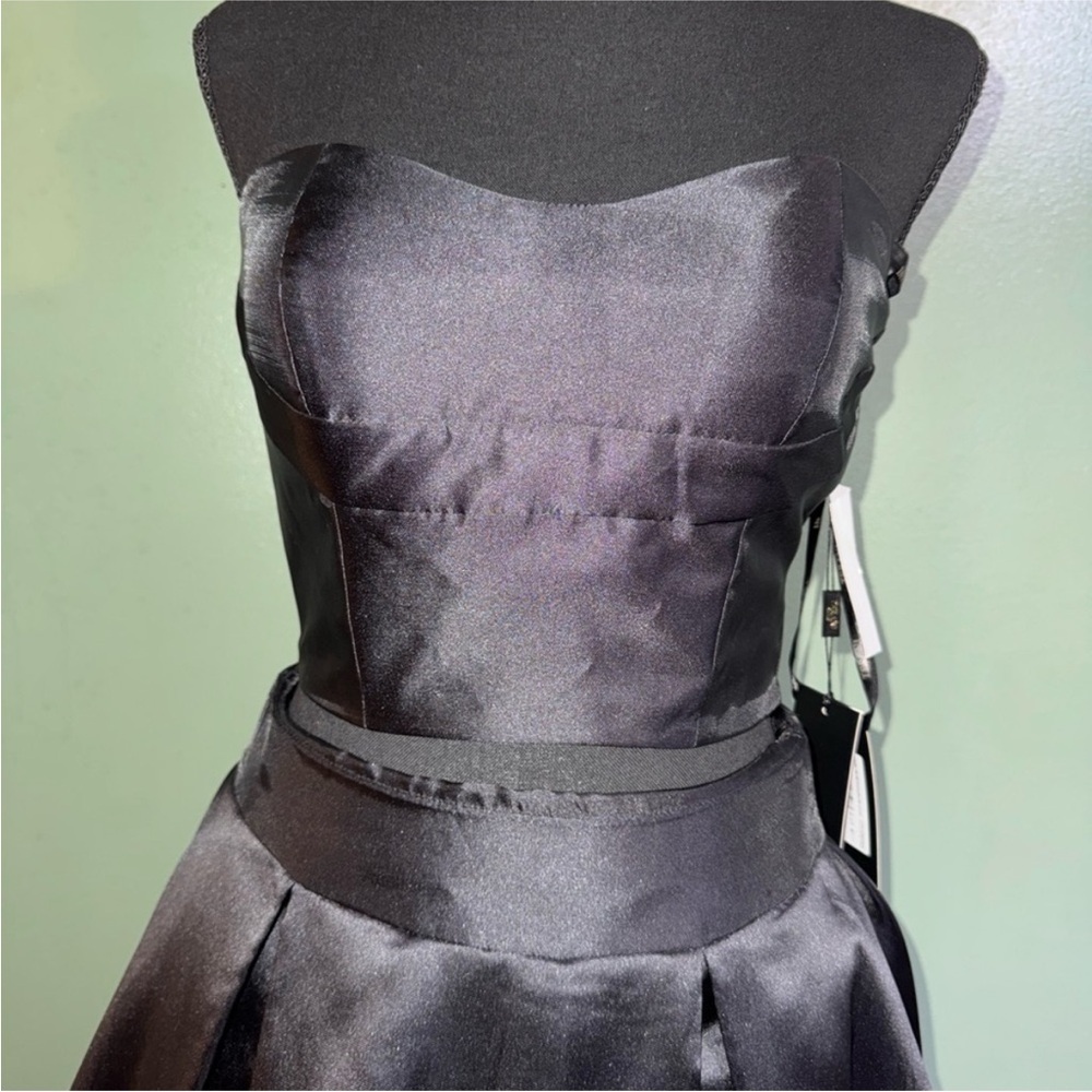 Terani Couture Strapless Black Dress with Floral Design - Picture 3 of 5